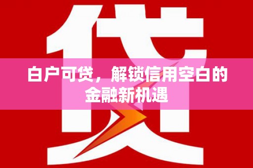 芎林白户可贷，解锁信用空白的金融新机遇