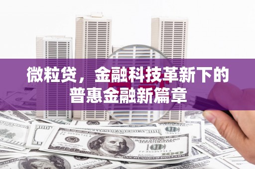 芎林微粒贷，金融科技革新下的普惠金融新篇章
