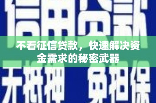 芎林不看征信贷款，快速解决资金需求的秘密武器