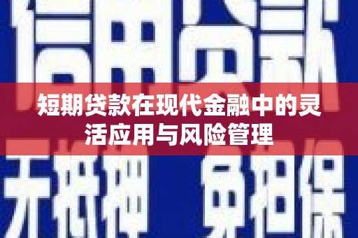 芎林短期贷款在现代金融中的灵活应用与风险管理