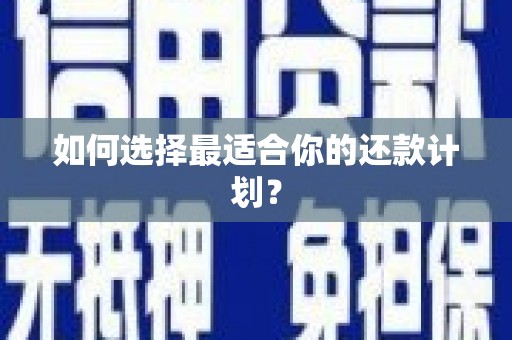 芎林如何选择最适合你的还款计划？
